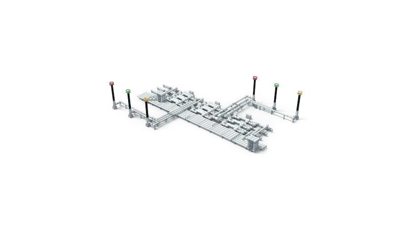 3D render of a Sieyuan 1100kV Gas-Insulated Switchgear — Bay Configuration.
