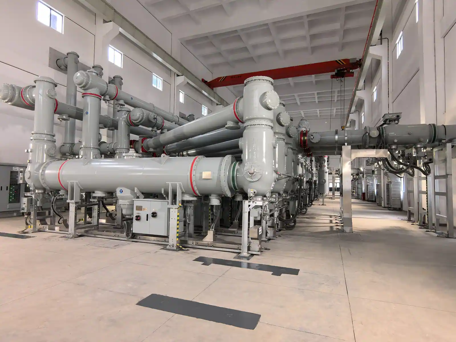 Sieyuan 252-550kV Gas-Insulated Lines installed in a substation.