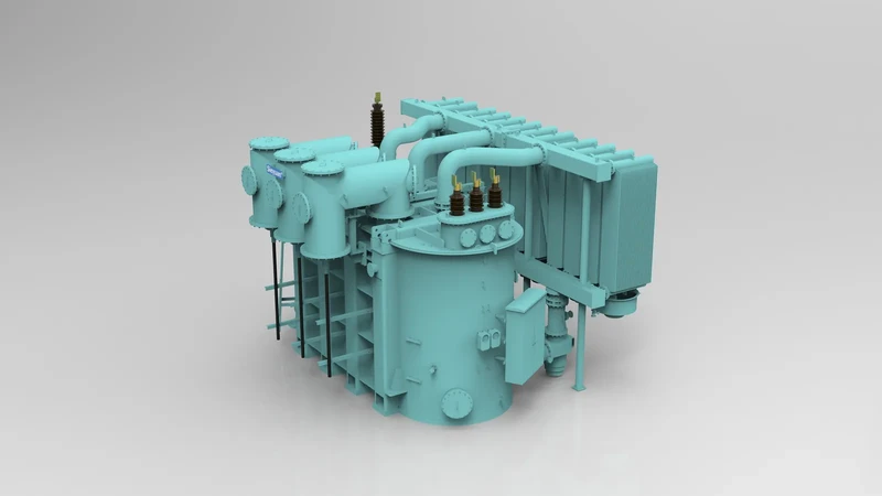 3D render of a Sieyuan Gas-Insulated Power Transformer.