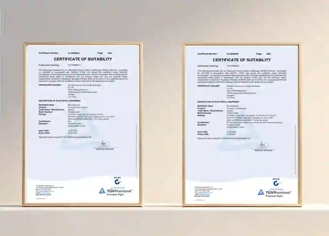 Sieyuan Low Voltage DC Products AS Certificate