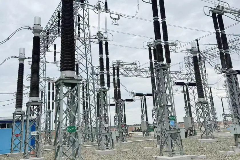 550 kV instrument transformers in the switchyard at the La Ni&ntilde;a-Piura transmission hub in Peru