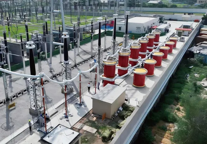 500 kV XLPE cable AC withstand voltage test in progress inside a power tunnel