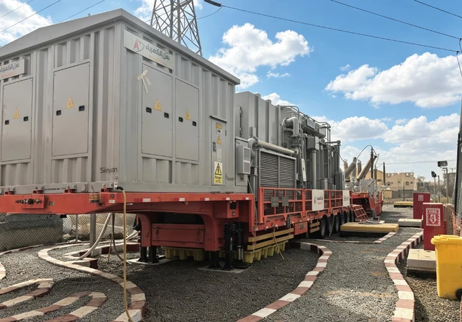 Modular 145 kV mobile substation equipment being prepared for transport in Saudi Arabia